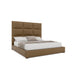 Nativa Interiors - Moyra Square Eco-Leather Medium 67" California King Caramel Bed - BED-MOYRA-SQ-MID-CA-VIN-CARAMEL - GreatFurnitureDeal