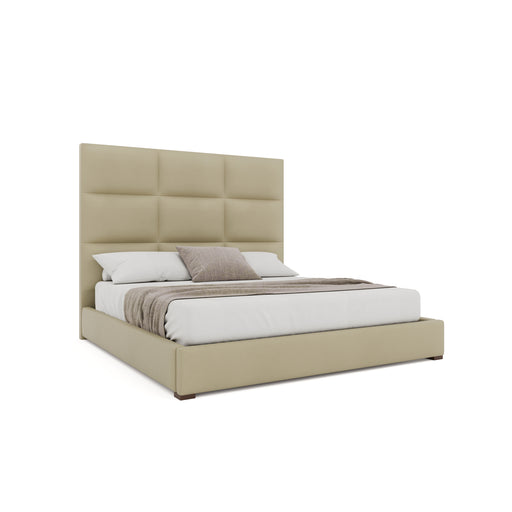 Nativa Interiors - Moyra Square Eco-Leather Medium 67" King Cream Bed -BED-MOYRA-SQ-MID-KN-VIN-CREAM - GreatFurnitureDeal