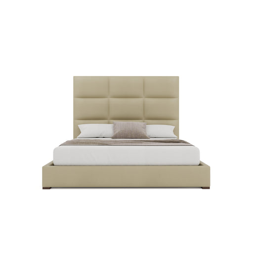 Nativa Interiors - Moyra Square Eco-Leather Medium 67" Queen Cream Bed - BED-MOYRA-SQ-MID-QN-VIN-CREAM - GreatFurnitureDeal