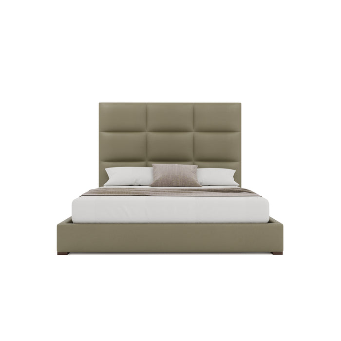 Nativa Interiors - Moyra Square Eco-Leather Medium 67" King Stone Bed - BED-MOYRA-SQ-MID-KN-VIN-STONE - GreatFurnitureDeal