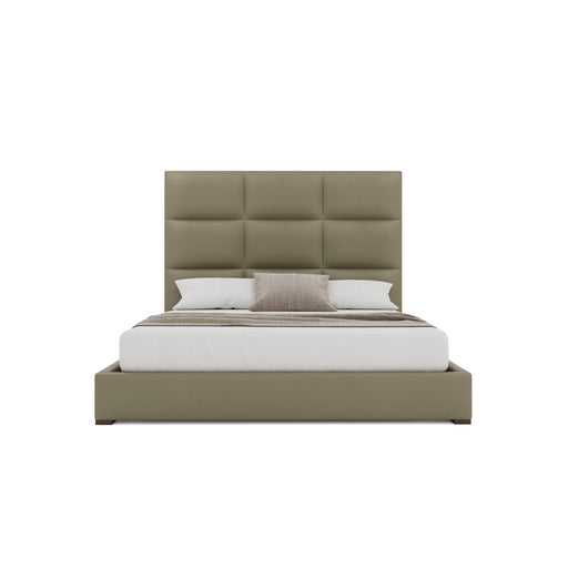 Nativa Interiors - Moyra Square Eco-Leather Medium 67" California King Stone Bed - BED-MOYRA-SQ-MID-CA-VIN-STONE - GreatFurnitureDeal