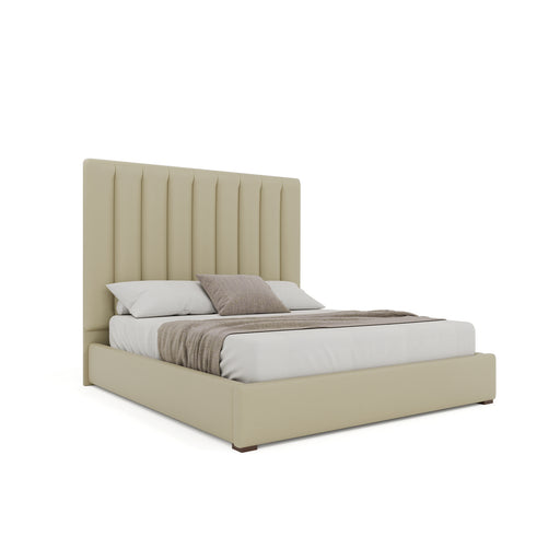 Nativa Interiors - Moyra Vertical Channel Tufted Eco-Leather Medium 67" King Cream Bed - BED-MOYRA-VC-MID-KN-VIN-CREAM - GreatFurnitureDeal