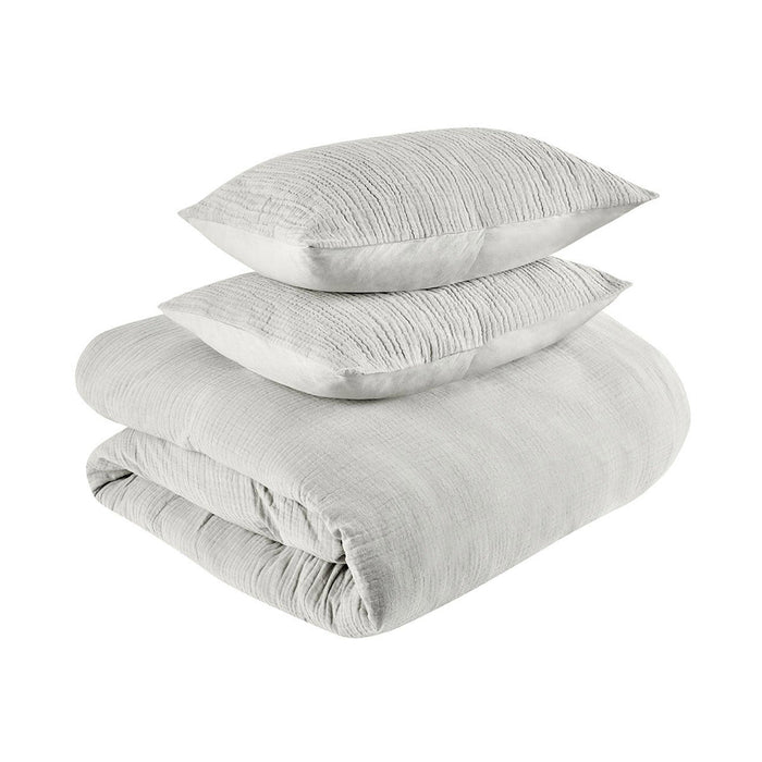 Villa By Classic Home - Cardiff Gray 3pc King Duvet Set - BEDD348K - GreatFurnitureDeal
