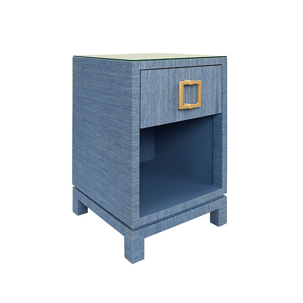 Worlds Away - Blair One Drawer Side Table in Blue Dyed Grasscloth - BLAIR BL - GreatFurnitureDeal