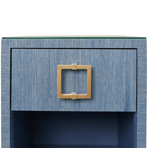 Worlds Away - Blair One Drawer Side Table in Blue Dyed Grasscloth - BLAIR BL - GreatFurnitureDeal