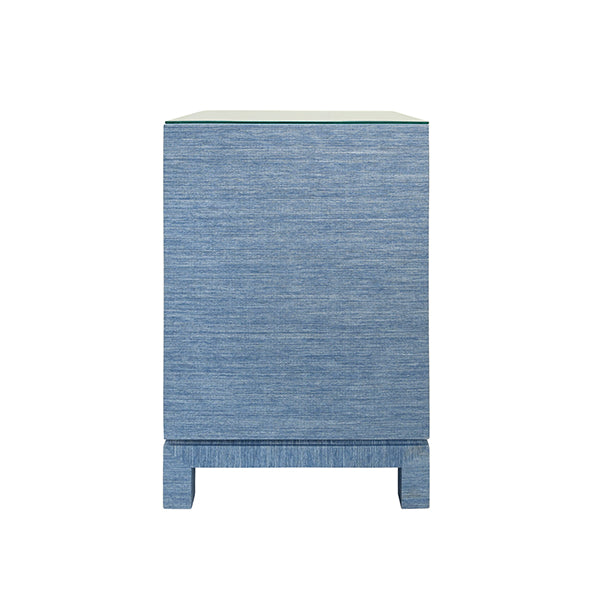 Worlds Away - Blair One Drawer Side Table in Blue Dyed Grasscloth - BLAIR BL - GreatFurnitureDeal