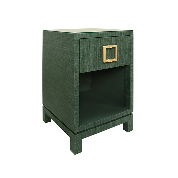 Worlds Away - Blair One Drawer Side Table in Green Dyed Grasscloth - BLAIR GR - GreatFurnitureDeal