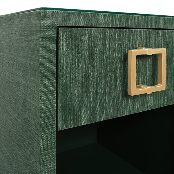 Worlds Away - Blair One Drawer Side Table in Green Dyed Grasscloth - BLAIR GR - GreatFurnitureDeal