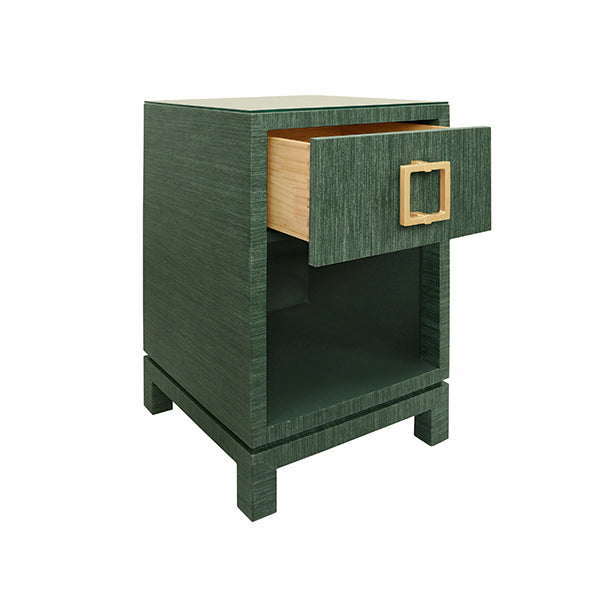 Worlds Away - Blair One Drawer Side Table in Green Dyed Grasscloth - BLAIR GR - GreatFurnitureDeal