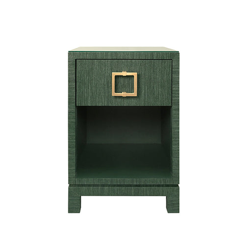 Worlds Away - Blair One Drawer Side Table in Green Dyed Grasscloth - BLAIR GR - GreatFurnitureDeal