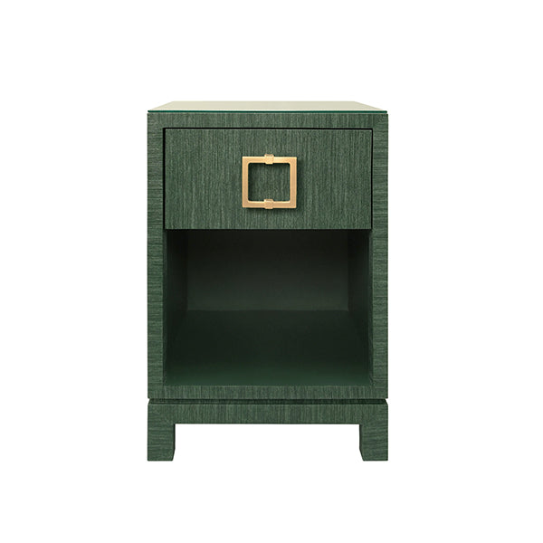 Worlds Away - Blair One Drawer Side Table in Green Dyed Grasscloth - BLAIR GR - GreatFurnitureDeal