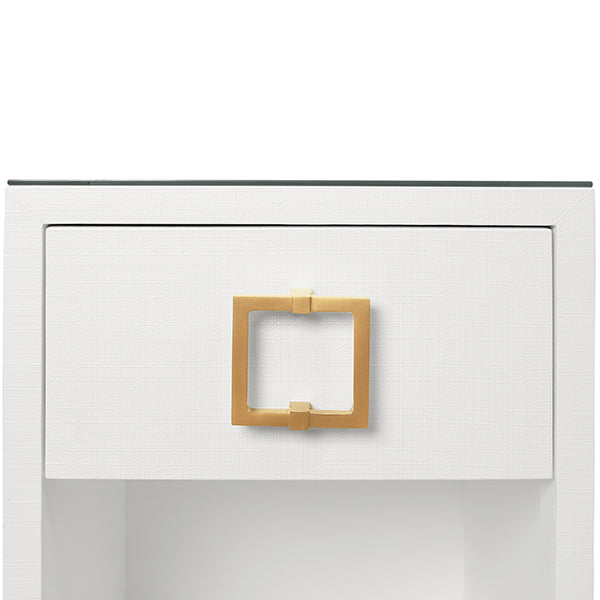 Worlds Away - Blair One Drawer Side Table in White Texture Linen - BLAIR WH - GreatFurnitureDeal
