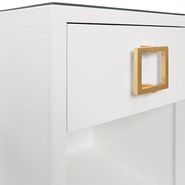 Worlds Away - Blair One Drawer Side Table in White Texture Linen - BLAIR WH - GreatFurnitureDeal