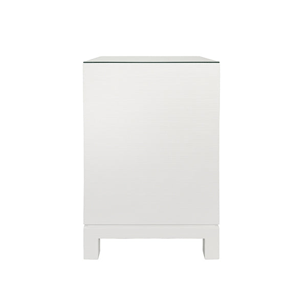 Worlds Away - Blair One Drawer Side Table in White Texture Linen - BLAIR WH - GreatFurnitureDeal