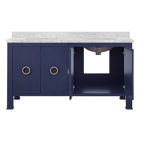 Worlds Away - Blanche Bath Vanity Sink in Textured Navy - BLANCHE 60 NVY - GreatFurnitureDeal