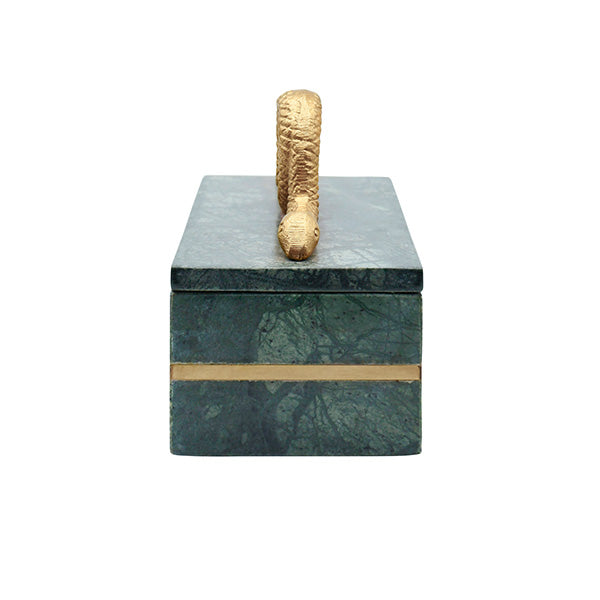 Worlds Away - Green Marble Box With Brushed Brass Detail And Brass Snake Handle - BOA - GreatFurnitureDeal