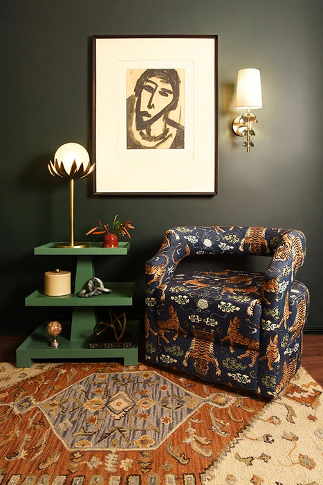 Worlds Away - Tatiana Three Tier Center Column Side Table in Textured Green - TATIANA GR - GreatFurnitureDeal