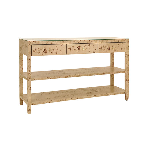 Worlds Away - Briar Three Drawer Console With Two Open Shelves in Natural - BRIAR BW - GreatFurnitureDeal