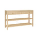 Worlds Away - Briar Three Drawer Console With Two Open Shelves in Natural Grasscloth - BRIAR NAT - GreatFurnitureDeal