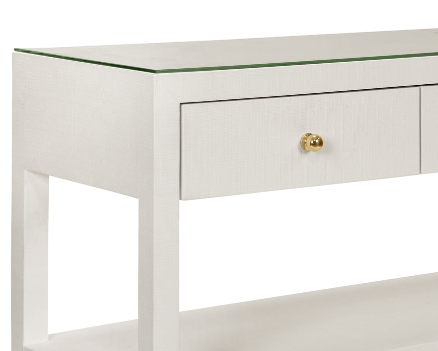 Worlds Away - Briar Three Drawer Console With Two Open Shelves in White Textured - BRIAR WH