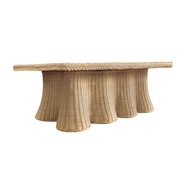 Worlds Away - Britney Rectangular Coffee Table in Natural Woven Rattan - BRITNEY - GreatFurnitureDeal