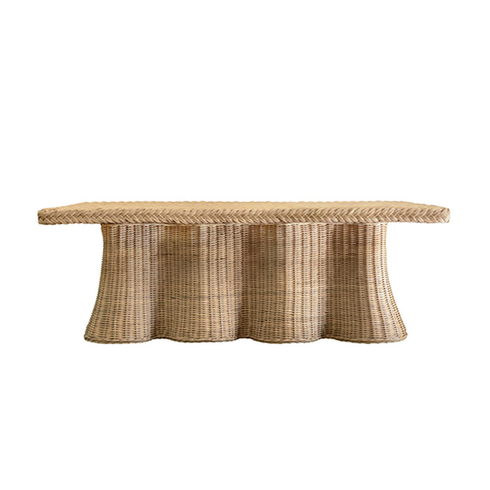Worlds Away - Britney Rectangular Coffee Table in Natural Woven Rattan - BRITNEY - GreatFurnitureDeal