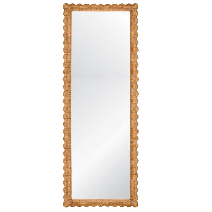 Worlds Away - Britton Scallop Edge Rattan Floor Mirror - BRITTON FL - GreatFurnitureDeal