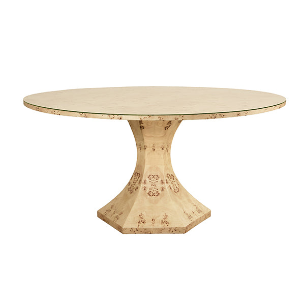 Worlds Away - Bryce Round Dining Table With Hexagonal Tapered Base In Burl - BRYCE BW - GreatFurnitureDeal