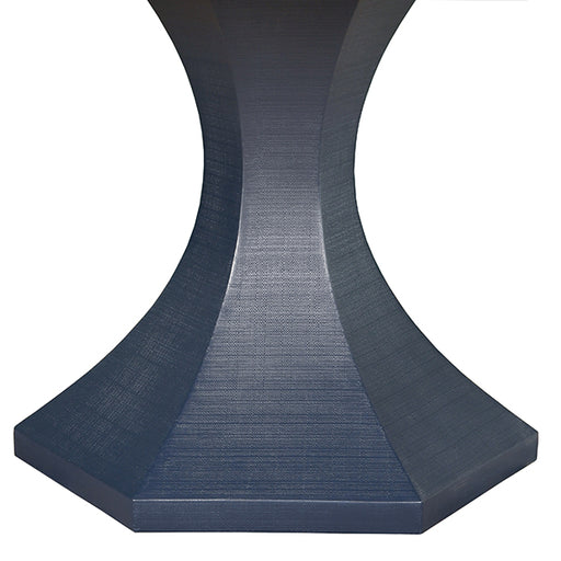 Worlds Away - Bryce Round Dining Table With Hexagonal Tapered Base in Navy Textured Linen - BRYCE NVY - GreatFurnitureDeal