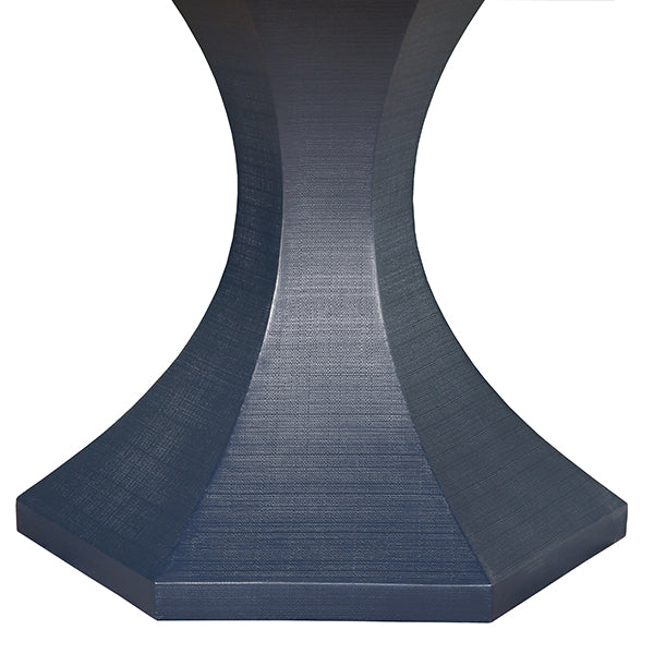 Worlds Away - Bryce Round Dining Table With Hexagonal Tapered Base in Navy Textured Linen - BRYCE NVY - GreatFurnitureDeal