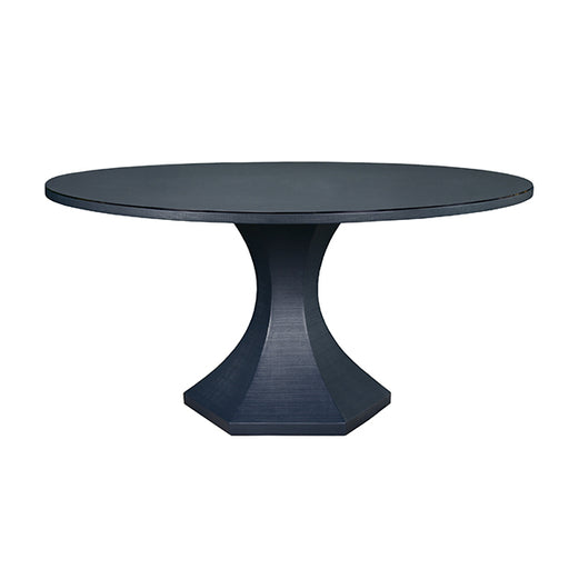 Worlds Away - Bryce Round Dining Table With Hexagonal Tapered Base in Navy Textured Linen - BRYCE NVY - GreatFurnitureDeal