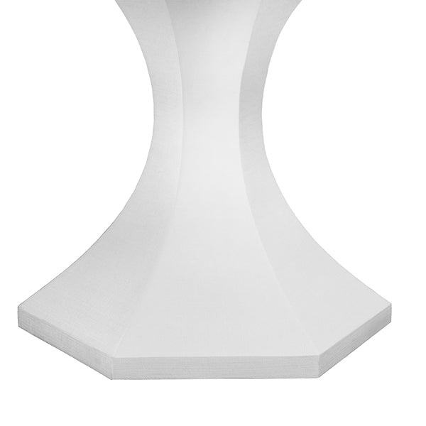 Worlds Away - Bryce Round Dining Table With Hexagonal Tapered Base in White Textured Linen - BRYCE WH