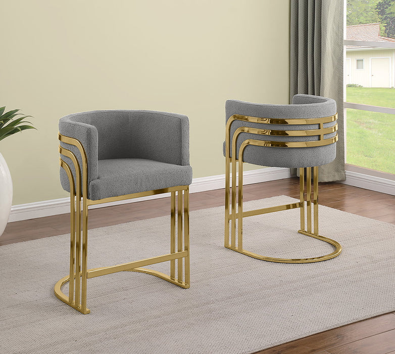 Mariano Furniture - BS026 - Teddy Fabric Barstool in Dark Gray/Gold (Set of 2) - BQ-BS024 - GreatFurnitureDeal