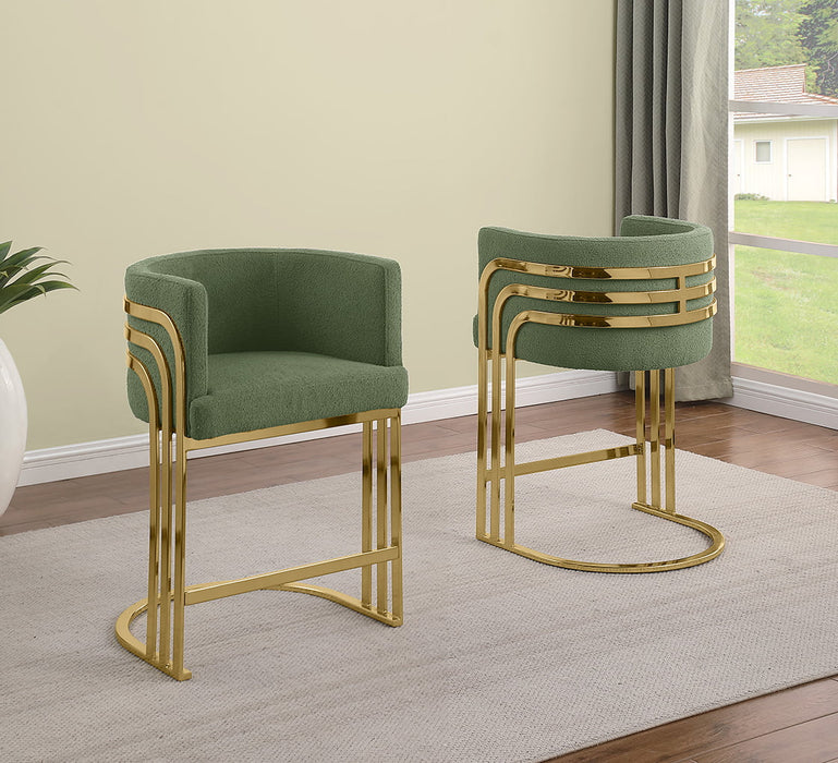 Mariano Furniture - BS026 - Teddy Fabric Counterheight Chair in Green/Gold (Set of 2) - BQ-CH025 - GreatFurnitureDeal