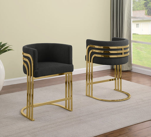 Mariano Furniture - BS026 - Teddy Fabric Counterheight Chair in Black/Gold (Set of 2) - BQ-CH026 - GreatFurnitureDeal