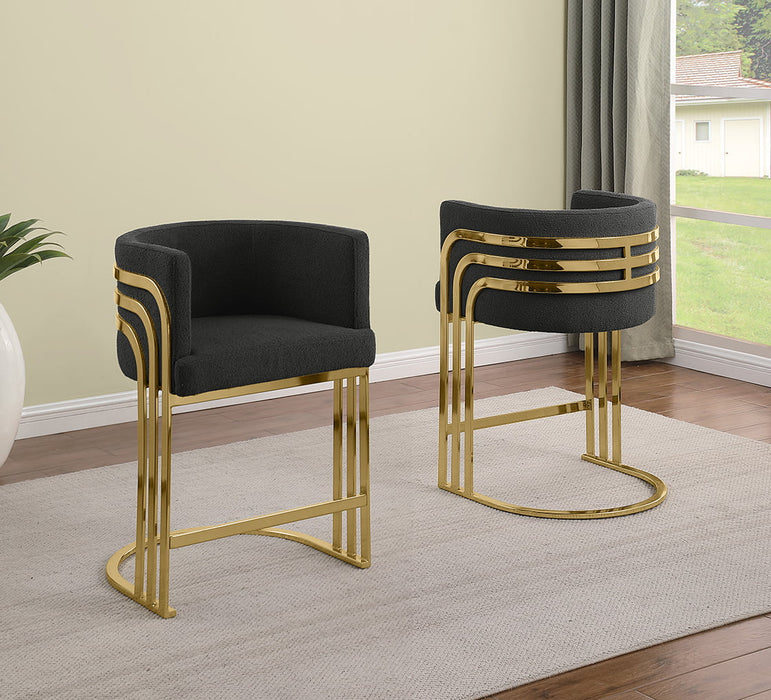 Mariano Furniture - BS026 - Teddy Fabric Counterheight Chair in Black/Gold (Set of 2) - BQ-CH026 - GreatFurnitureDeal