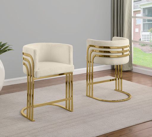 Mariano Furniture - BS026 - Teddy Fabric Counterheight Chair in Cream/Gold (Set of 2) - BQ-CH027 - GreatFurnitureDeal