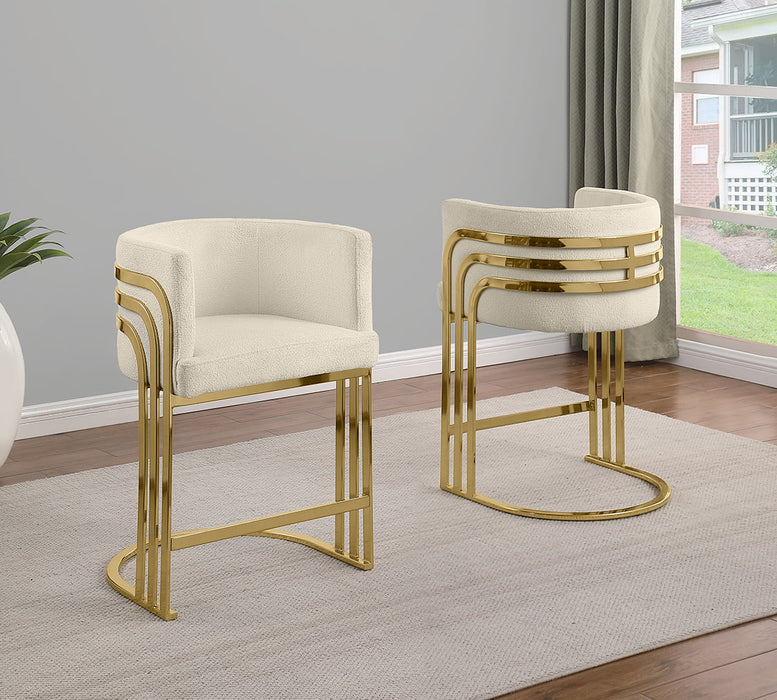 Mariano Furniture - BS026 - Teddy Fabric Barstool in Cream/Gold (Set of 2) - BQ-BS027 - GreatFurnitureDeal