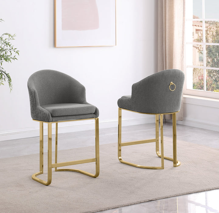 Mariano Furniture - BS374 - Teddy upholstered Barstool in Dark Gray/Gold (Set of 2) - BQ-BS374 - GreatFurnitureDeal