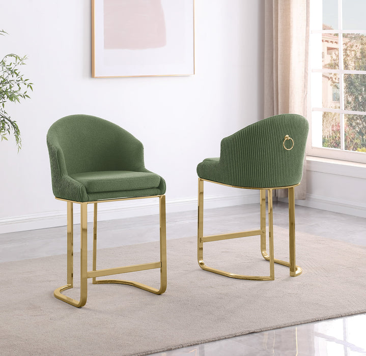 Mariano Furniture - BS374 - Teddy upholstered Barstool in Green/Gold (Set of 2) - BQ-BS375 - GreatFurnitureDeal