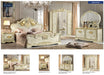 ESF Furniture - Leonardo 5 Piece Bedroom King Panel Bed Set in Ivory-Gold - LEONARDOBEDK.S.-5SET - GreatFurnitureDeal