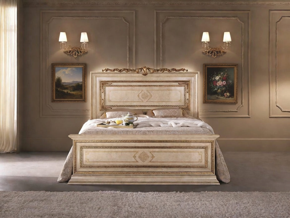 ESF Furniture - Leonardo King Bed w/Top Crown - LEONARDOKING