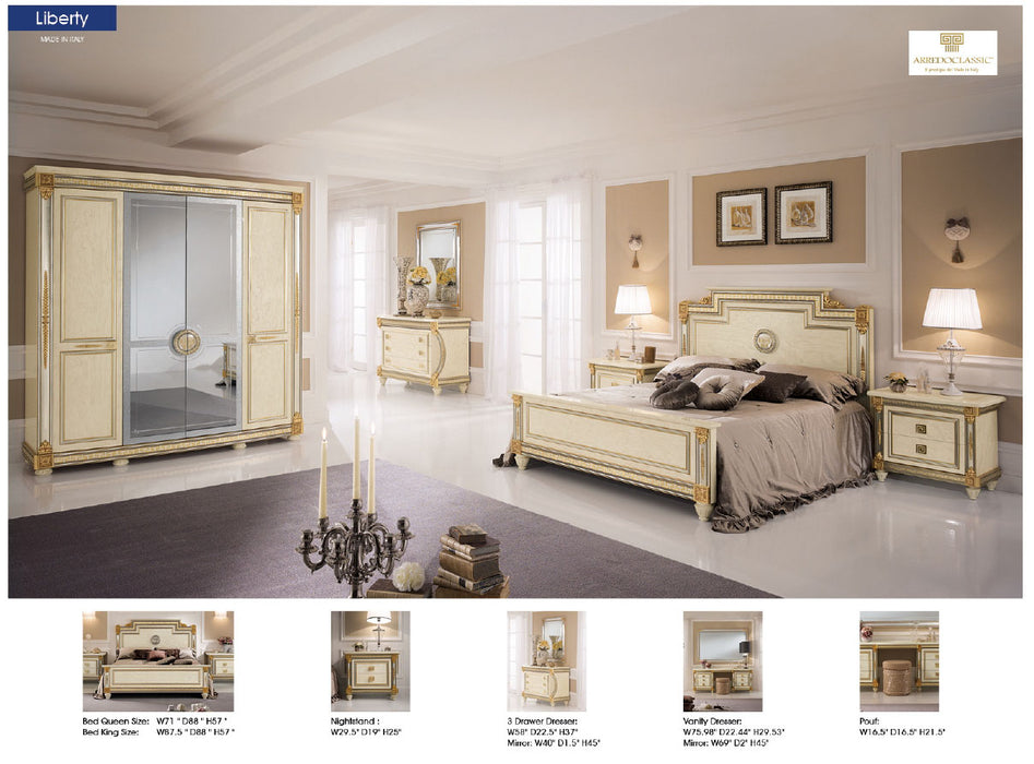 ESF Furniture - Arredoclassic Italy Liberty Euro 5 Piece Queen Bedroom Set - LIBERTYQBVDM-5SET - GreatFurnitureDeal