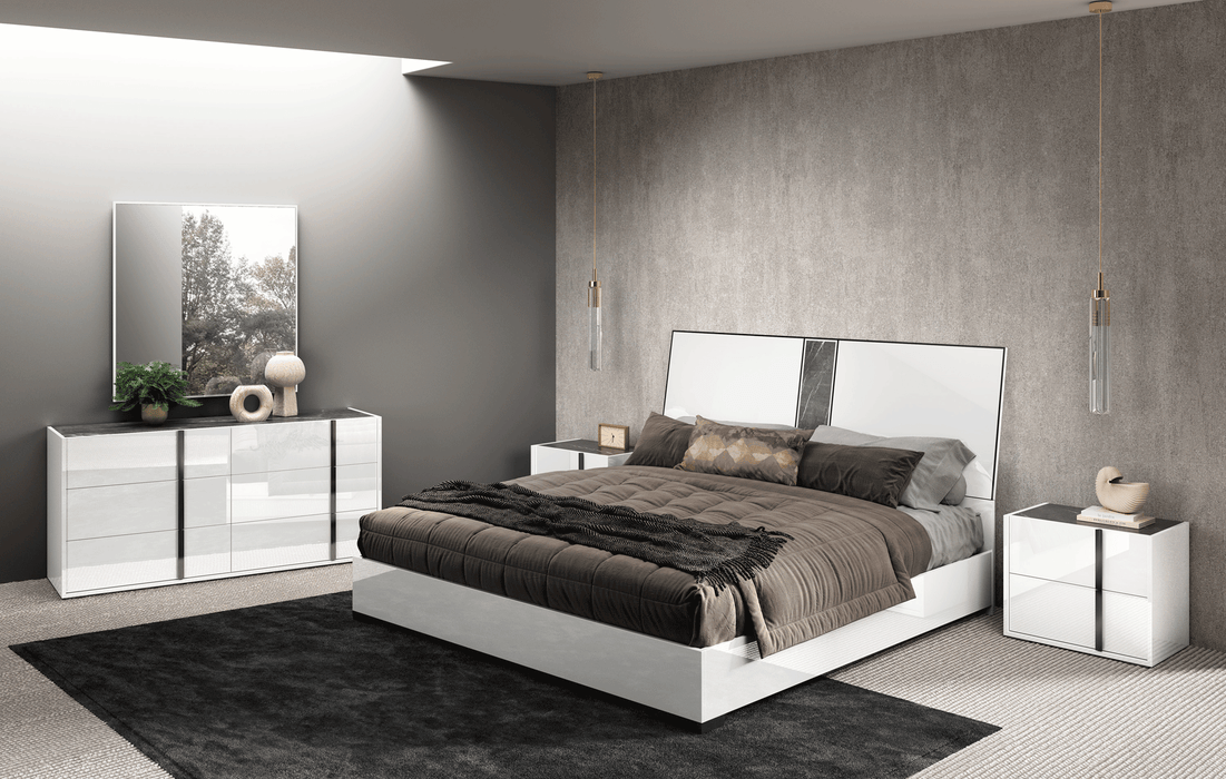 ESF Furniture - Bianca Marble Double Dresser with Mirror - BIANCA-DRESSERMIRROR