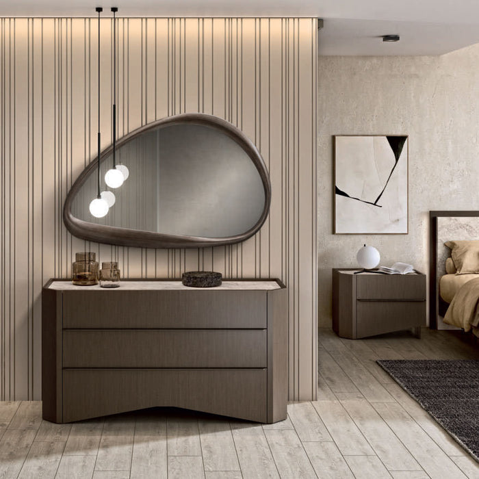 ESF Furniture - Petra 3 Drawer Dresser with Mirror in Warm, Natural Tones - PETRA-DRESSERMIRROR