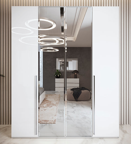ESF Furniture - Dama Bianca 4 Doors Wardrobe w/2 Mirrors - DAMABIANCA4DWB - GreatFurnitureDeal