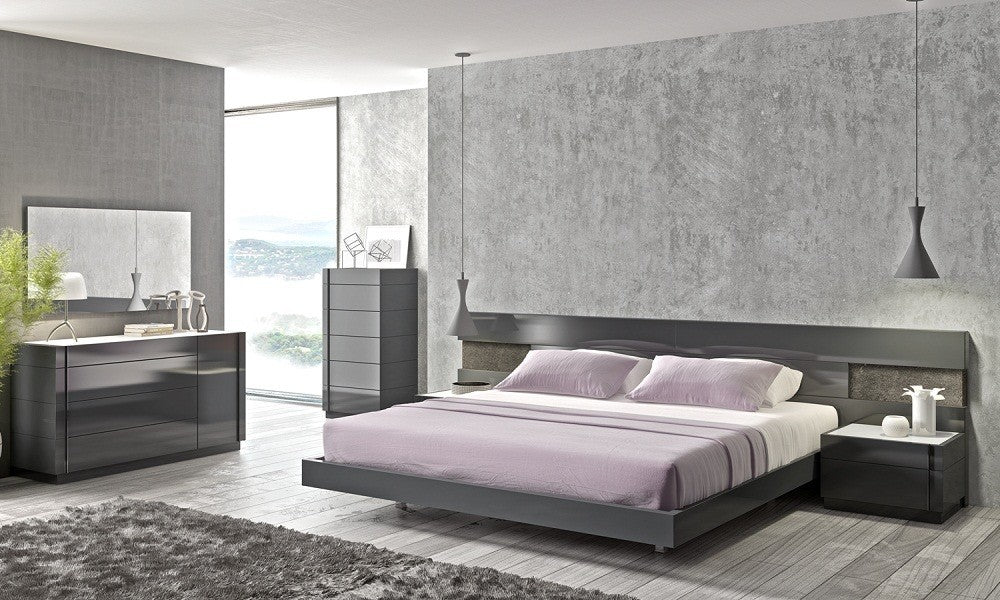 J&M Furniture - Braga Natural Grey Lacquer 6 Piece Queen Premium Bedroom Set - 178671-Q-6SET-NATURAL-GREY-LACQUER