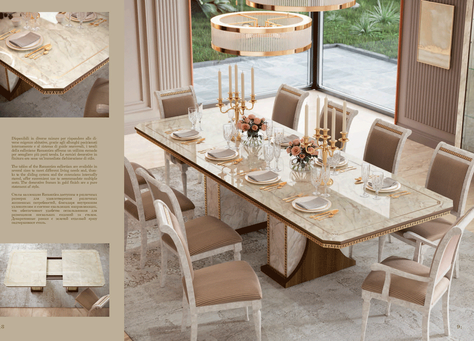 ESF Furniture - Romantica 7 Piece Rectangular Dining Table Set in Walnut - ROMA-DT-7SET - GreatFurnitureDeal