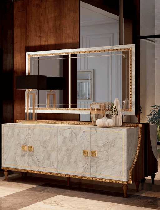 ESF Furniture - Romantica 4 Doors Buffet with Mirror in Walnut - ROMA-BM - GreatFurnitureDeal