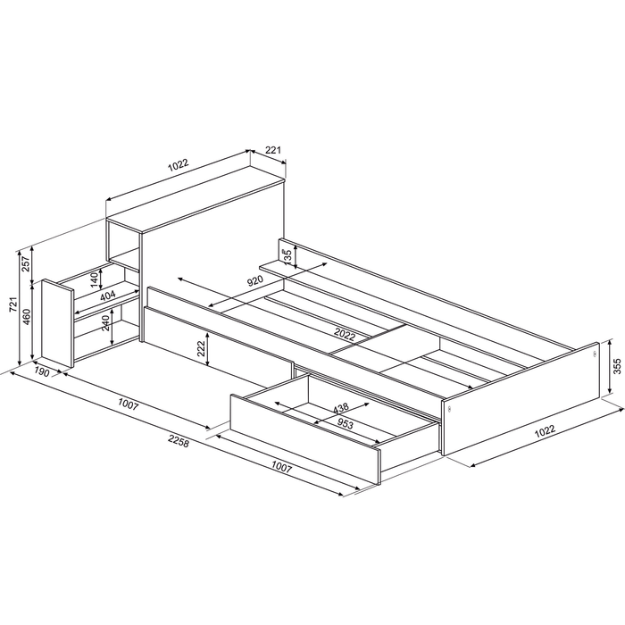 ESF Furniture - Jazz 2 Piece Single Bedroom Set in Oak White - JAZZ-WHITE-2SET - GreatFurnitureDeal